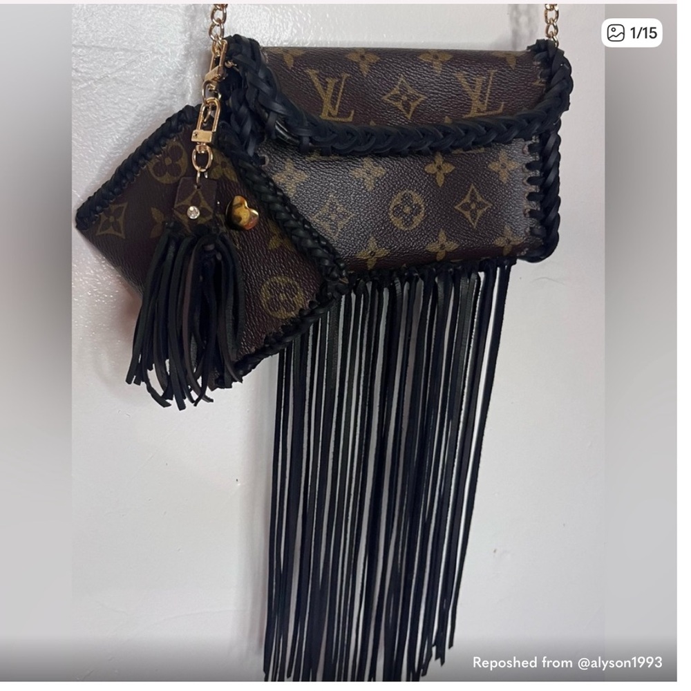 Louis Vuitton Brown and Black Fringe Bag